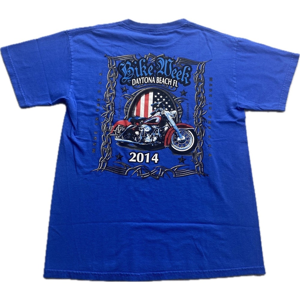 Bike Week Daytona Beach 2014 Motorcycle T Shirt Men's Size Large Blue